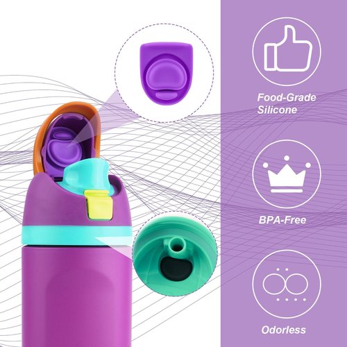 4pcs Water Bottle Seal Circle & 4pcs Replacement Stopper for Owala FreeSip, Silicone O Lid Gasket Ring Top Parts for Free Sip 16oz 19oz 24oz 32oz 40oz, Cap Mouth Plug Accessories, BPA-Free (Colorful)