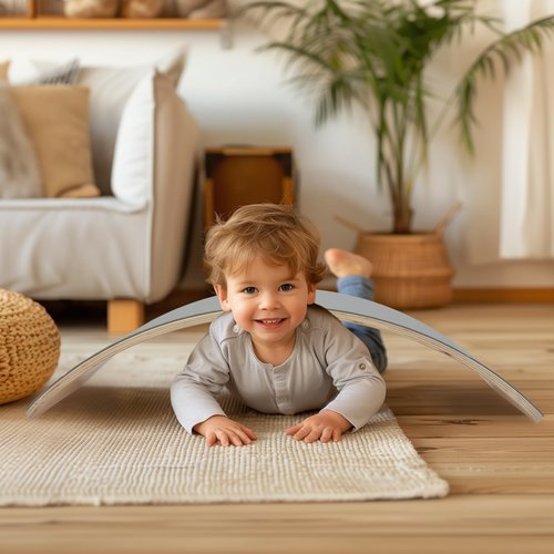Wooden Wobble Balance Board, 32 Inch Rocker Board Natural Wood, Kids Toddler Open Ended Learning Toy, Yoga Curvy Board for Office & Classroom Adult - Large