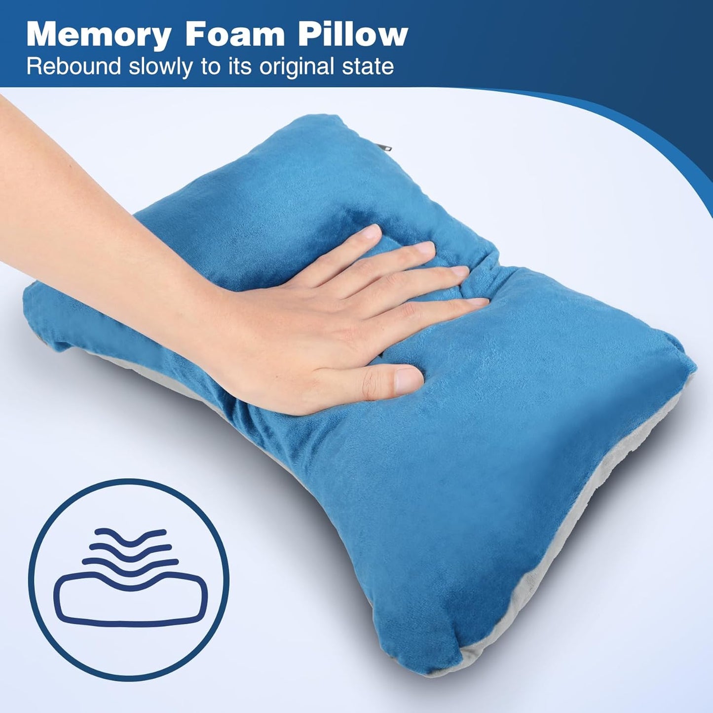 REDCAMP Small Camping Pillow Lightweight and Compressible, Flannel Travel Pillow with Removable Pillow Cover, 2 Pack