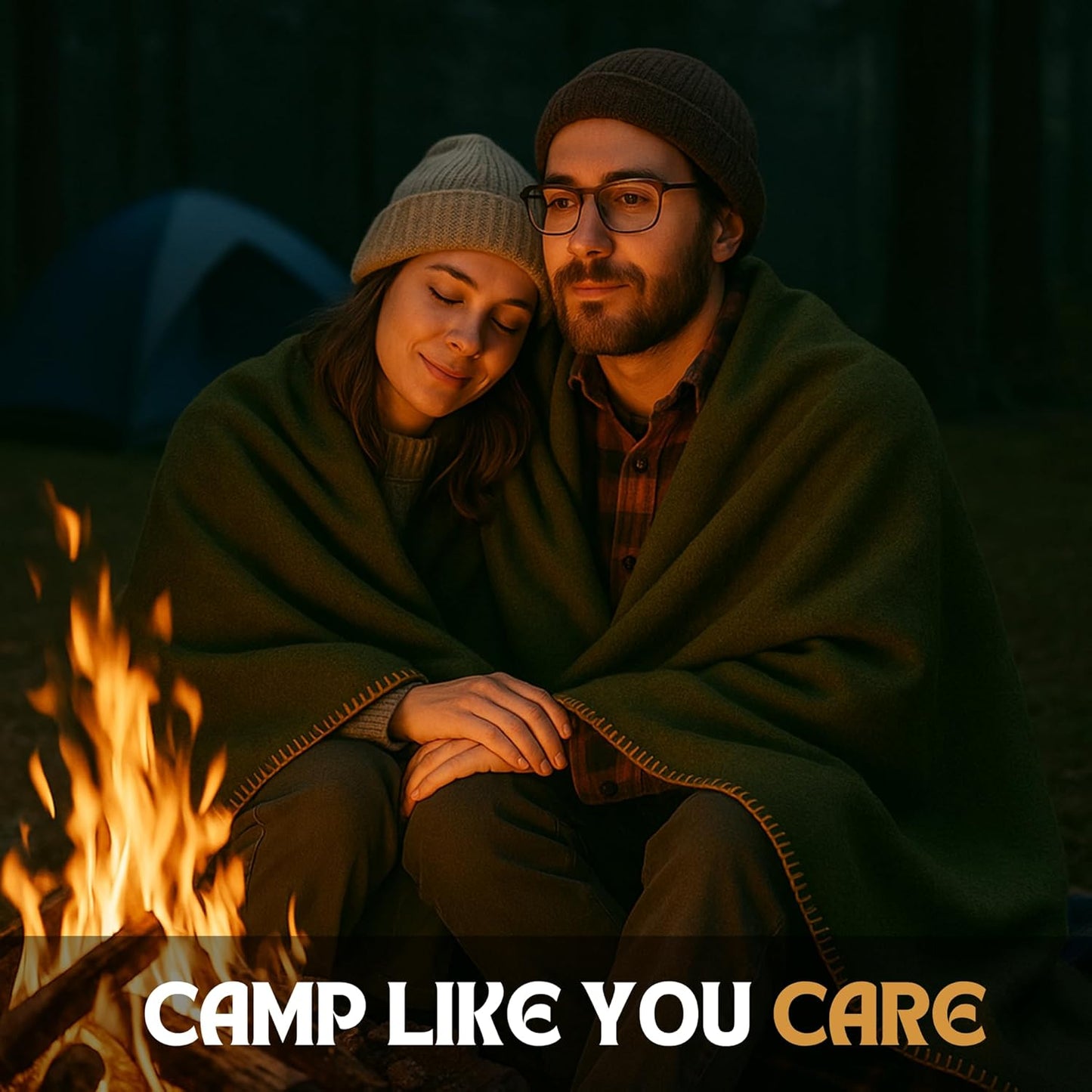 Wool Camping Blanket – 70% Wool Heavy-Duty Military Style Throw, Warm & Washable, Fire Retardant Cover for Emergency, Survival & Outdoor Use – Perfect for Camping, Car, Home & Hiking, Grey 62x84