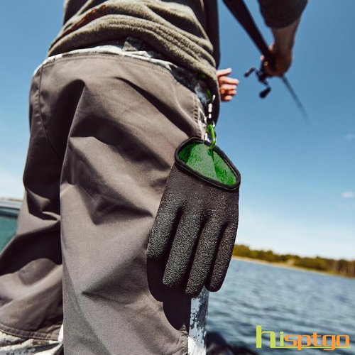 hisptgo 2Pcs Fishing Gloves for Men with Magnet Release, Professional Anti-Slip Puncture Resistant Gloves for Handling, Catching, Cleaning, Fisherman Fishing Accessories, Left and Right Hand