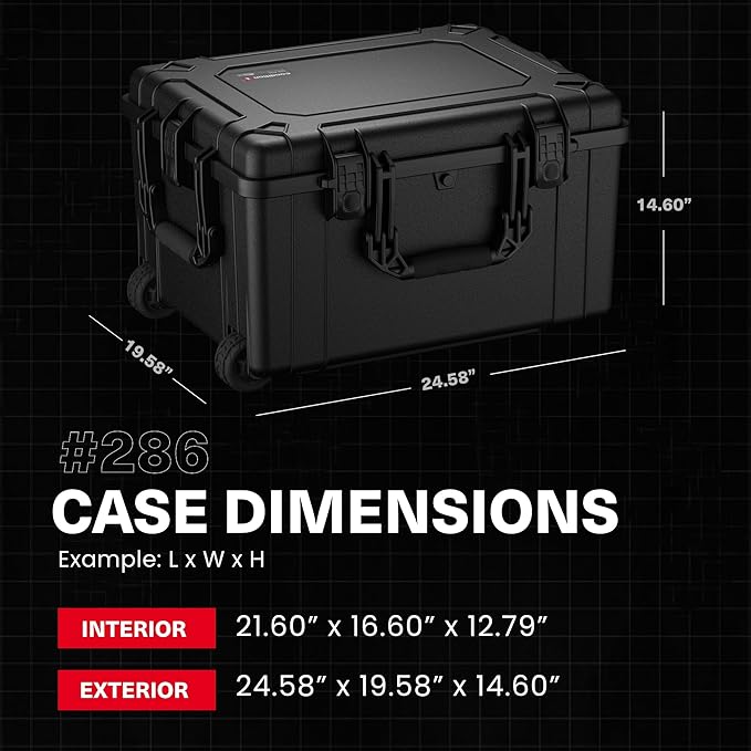 Condition 1 25" Large Rolling Hard Travel Case Model 286, Lockable Storage Box with Wheels and Handle, Waterproof Dustproof TSA Friendly, Made in USA, 24.58"x19.58"x14.60" Green
