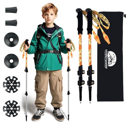 Collapsible Hiking Poles for Kids - 2 Pack Aluminum Trekking Poles Collapsible Hiking Sticks, Lightweight Adjustable Travel Backpacking Gear with Quick-Lock System by Underwood Aggregator