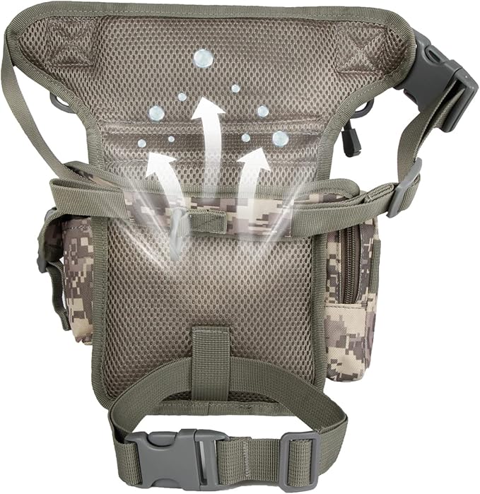 Jueachy Drop Leg Bag for Men Tactical Metal Detecting Thigh Pack with Water Bottle Pouch