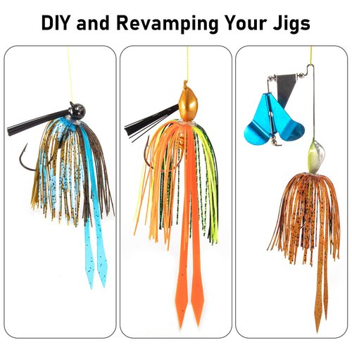 Dr.Fish 15 Pack Replacement Jig Skirts with Tail 88-Strands Silicone Quick Change Fishing Umbrella Skirts for Spinnerbaits Bass Jig Lure Making Supplies Glow