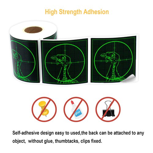 Splatter Targets Stickers, 3-inch turkeys Self Adhesive Shooting Targets Paper, 250pcs/roll, Highly Visible Instant Feedback Fluorescent Yellow Impact for BB Gun, Pellet Gun, Airsoft