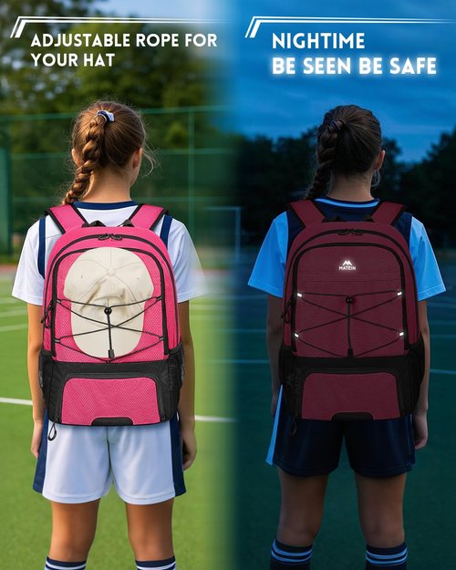 MATEIN Soccer Bags for Girls, Large Girls Soccer Backpack with Ball & Shoes Compartment, Lightweight Basketball Bag Backpack