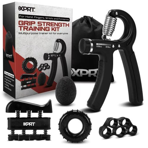 XPRT Fitness Grip Strength Training Kit – Hand, Finger and Forearm Exerciser Set of 5 for Grip Exercise, Stress Relief, and Recovery - Improve Hand Extension & Strengthen Fingers