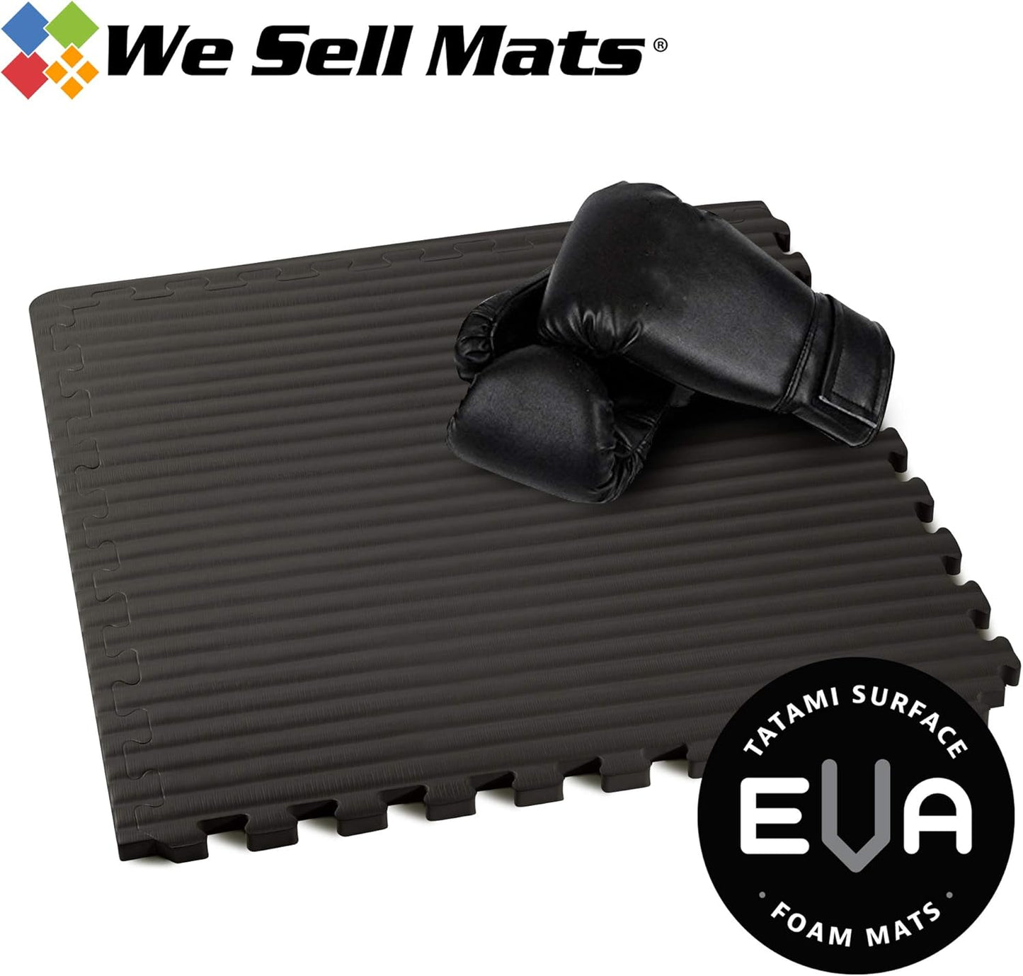 We Sell Mats 1 Inch Thick Martial Arts EVA Foam Exercise Mat, Tatami Pattern, Interlocking Floor Tiles for Home Gym, MMA, Anti-Fatigue Mats, 24 in x 24 in