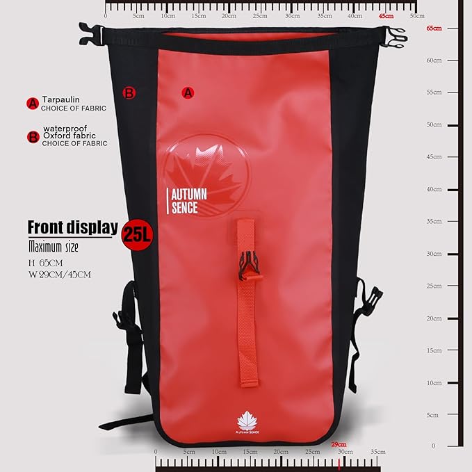 Dry Bags Waterproof Backpack, Waterproof backpack for boating,Floating,hiking, camping and other outdoor activities 25L.(Red)