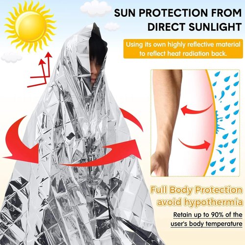 Atlas Adventure Equipment Emergency Survival Blanket, Mylar Thermal Blanket, Gigantic Space Blanket 82" x 63" (1)
