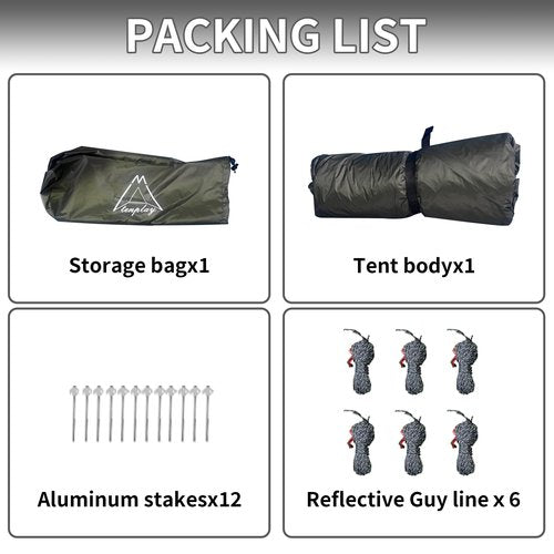 TENPLAY Ultralight Backpacking Tent - 2 Person, Lightweight 20D Nylon, Waterproof 5000mm, Compact, Easy Setup, Portable, 3 Season for Hiking, Mountaineering, Climbing (Green)