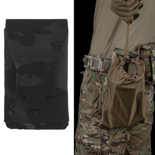 Tactical Dump Pouch for Belt Magazine Utility Pouch Folding Dump Bag Military Holster Bag Outdoor for Airsoft Paintball Hunting Gear (Black Camo)