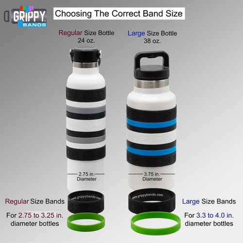 Colorful Water Bottle Grip Kit - MONOCHROME ROYALE: Regular - 12 Silicone Bands for Superior Grip, Style, & Protection - Arrange Them Your Own Way.