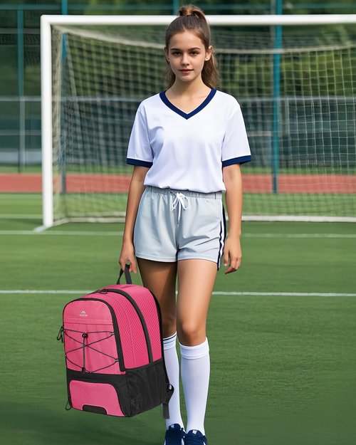 MATEIN Soccer Bags for Girls, Large Girls Soccer Backpack with Ball & Shoes Compartment, Lightweight Basketball Bag Backpack