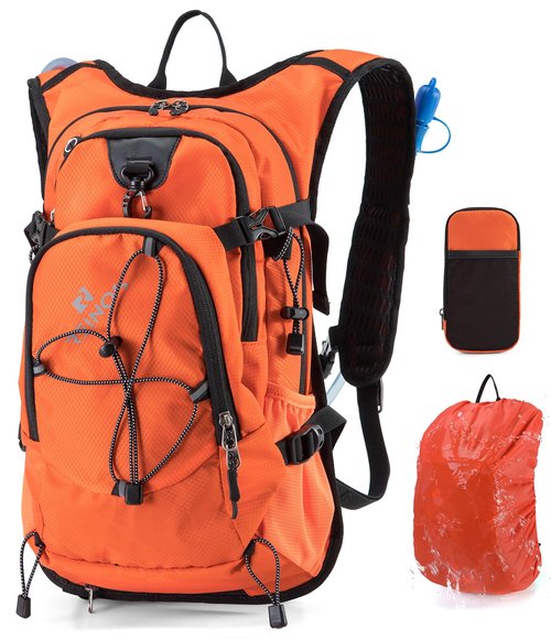 Hydration Backpack Pack with 2L Water Bladder 18L Hiking Backpack Women Men Lightweight Hydropack Insulated Daypack for Biking, Running, Festival (Orange)