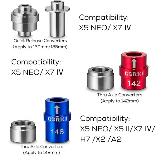 Corki Cycles Quick Release & Thru Axle Adapter Converter Kit, Compatible with Think Rider Power A1/Power A5/X7/X5 NEO/H7/X2/A2 Trainer Models