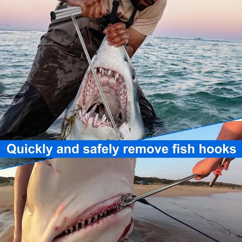 2 Pack Stainless Steel Fishing Hook Remover，Push/Pull Hook Remover，Dehooker Tool,Anti-Lost Saltwater Dehooker Tool Shark Hook Remover (17")