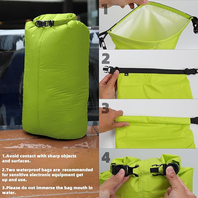 Desoto Waterproof Dry Bag - Roll Top Waterproof Backpack Sack Keeps Gear Dry, PU5000mm, for Kayaking,Boating, Hiking, Camping (Blue, 10L)