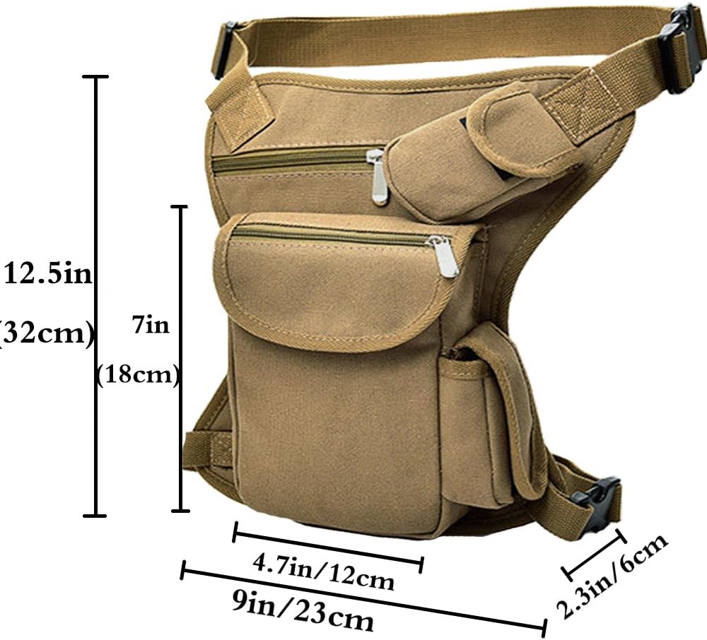 Small Multi-Purpose Drop Waist Leg Bag Canvas Utility Tactical Hip Molle Pack Sport Camping Hiking Motorcycle Racing Thigh Pouch Army Green