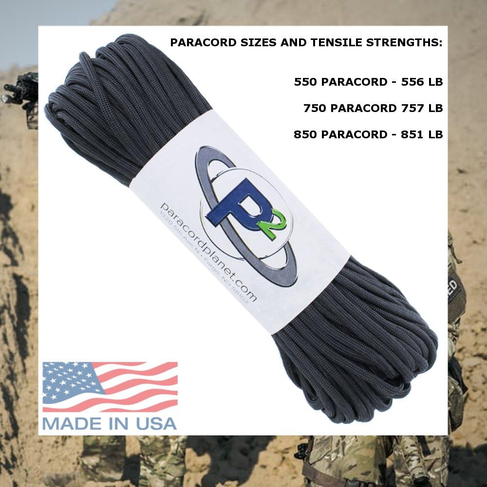 Paracord Planet 850 US Government Certified Paracord 10', 25', 50', 100', 250', 1000' Lengths
