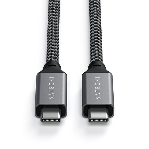 Satechi USB C to USB C 4.0 Pro Cable, 140W Power Delivery, 8K Resolution @ 60Hz, 4K @ 120Hz Single or 4K @ 60Hz Dual Display, 40Gbps Data Transfer, Downward Compatible to 2.0 USBC Devices (30in/80cm)