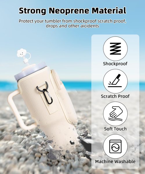 Baoyemes 40oz Water Bottle Protective Cover, Water Bottle Protective Cover With Pocket, Water Bottle Protective Cover That Can Be Carried On The Body, Suitable For Stanley Cup Accessories (Grey)