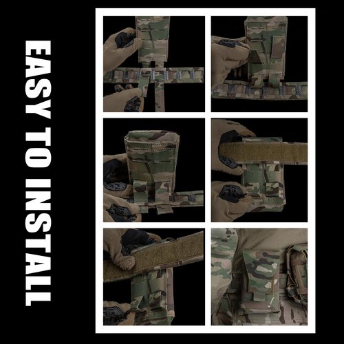Tactical Dump Pouch for Belt Magazine Utility Pouch Folding Dump Bag Military Holster Bag Outdoor for Airsoft Paintball Hunting Gear (Black Camo)