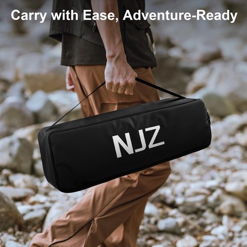 NJZ Folding Outdoor Camping Table, Aluminum Roll-Up Top and Carry Bag, 380 LBS Capacity, Lightweight Portable Tables for Picnic, BBQ and Tailgating.(Black)