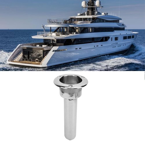 Heavy Duty Stainless Steel Deluxe Rod Holders, 2 in 1 Flush Mount Fishing Rod Pole Holders, 0 15 30 Degree Boat Fishing Rod Cup Holder 280mm Round Top Cup Holder for Yacht Ship(0 Degree)