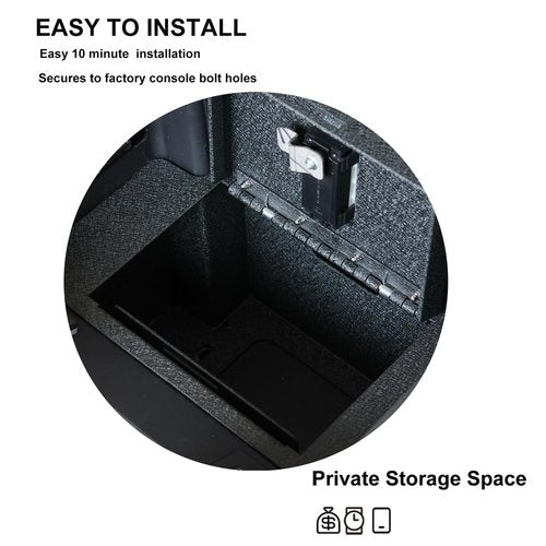 Center Console Safe Vault - KEREN Console Gun Safe Box Compatible with Ford Escape 2020-2025, for Ford Bronco Sport 2021-2024. 4 Digit Combination Lock with Key