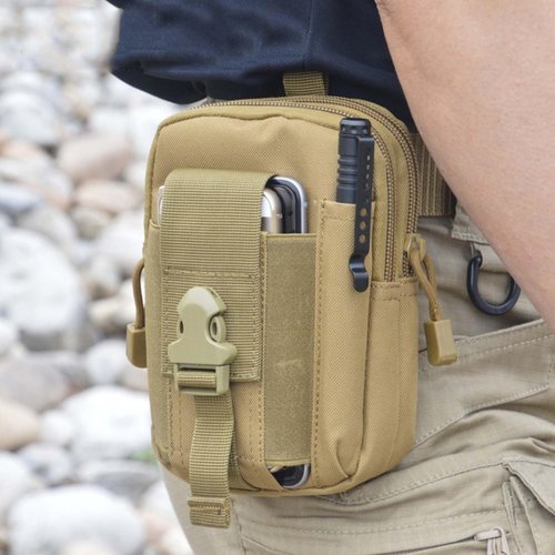 ONE WVW PIN Tactical Molle Pouch, Universal EDC Waist Bag Pouches, Outdoor Belt Bags Gear Tool Gadget Pocket with Cell Phone Holster (Orange)