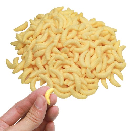 300PCS Realistic Lures - Soft Worm & Maggot Baits for Bass & Ice Fishing