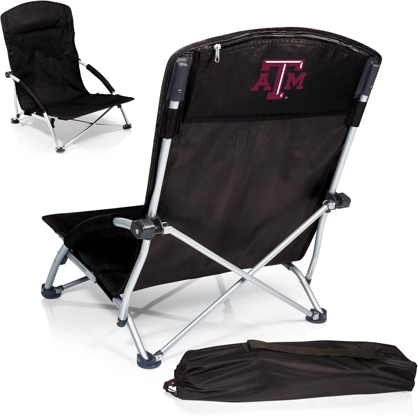 PICNIC TIME NCAA Tranquility Beach Chair with Carry Bag - Low Beach Chair for Adults - Low Lawn Chair