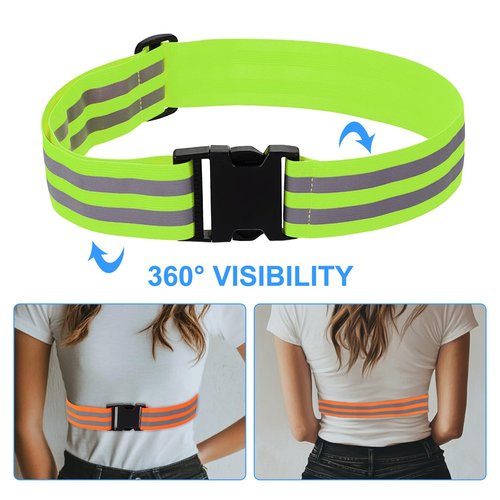 PATIKIL Adjustable Reflective Running Belt 1.9 Inch, 2 Pcs Glow Pt Belt Sash for Cycling Walking Motorcycle Gear, Green