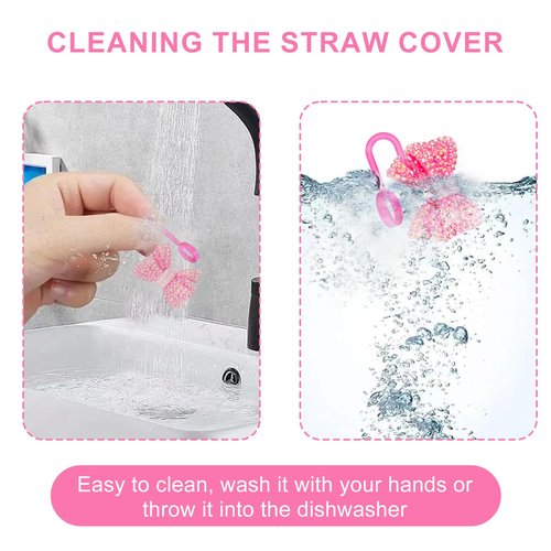Hikkcos 4Pack Cute Bowknot Straw Cover Cap for Stanley Cup,30 40 Oz Silicone Straw Topper Compatible with Water Bottle Cup 10mm Dust-Proof Reusable Straw Tips Lids