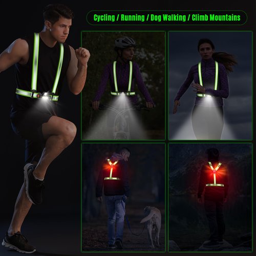 Coorattyes LED Reflective Vest,Light Up Running Vest,Led Vest,Light Vest for Running at Night,Lighted Running Vest,Running Lights for Runners