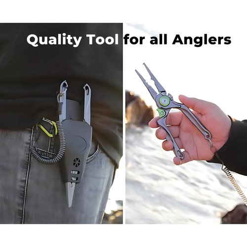 Fishing Pliers Hook Remover Split Ring Line Cutter Fishing Tool Multifunctional Tool Ergonomic Handle Fishing Saltwater Corrosion Resistance Safety Lock Camping