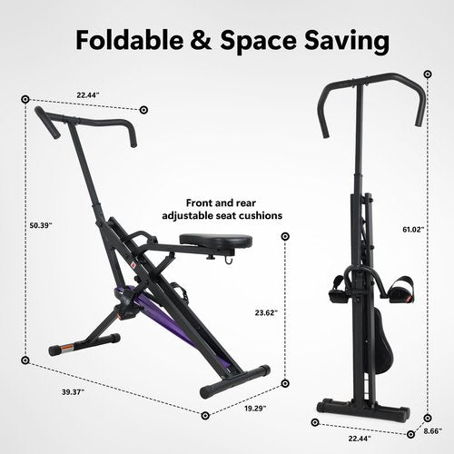 Leikefitness Squat Assist Trainer for Leg Fitness Machine for Home Gym Squat Machine, 2 in 1 Ride & Rowing Machine for Botty Glutes Butt Thighs, Black