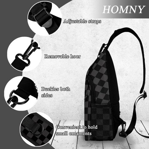 Sling Backpack Trendy Sling Bag Multipurpose Crossbody Sling Travel Hiking Crossbody Shoulder Backpack (Black Checkered)