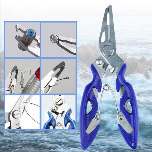 SIWRIOM Fishing Pliers, Stainless Steel Fish Hook Remover 2PCS, Multi-Function Fishing Line Cutter Split Ring Opener, Fishing Braid Scissors Gear Accessories Fish Gripper with Lanyard Fly Fishing Tool