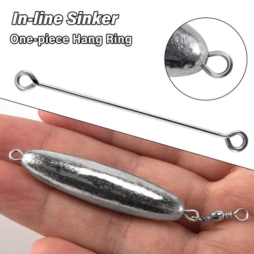Dr.Fish 10 Pack in-line Trolling Sinkers with Swivel Torpedo Weight Lead Fishing Sinkers Double Ring Saltwater Freshwater Salmon Walleye Trolling 3/8oz