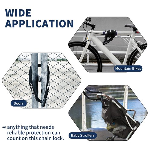 Sportneer 6mm Thick High Security Anti Theft Bike Chain Lock with Keys - 3.2ft Long Heavy Duty Anti for Bike, Motorcycle, Bicycle, Door