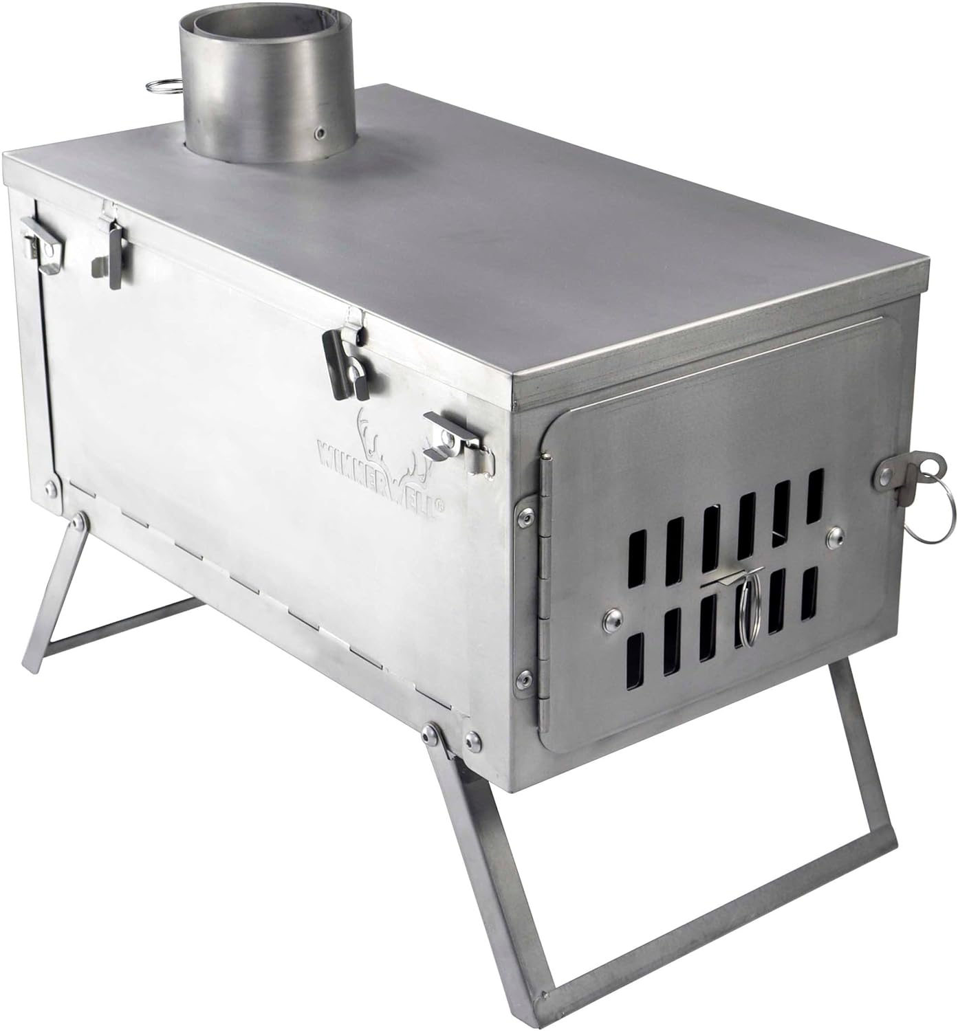 Winnerwell Fastfold Titanium Tent Stove | Ultralight 4 Pound Titanium Wood Burning Stove for Tents and Shelters | Includes Chimney Pipe | Functions as Ultralight Firepan