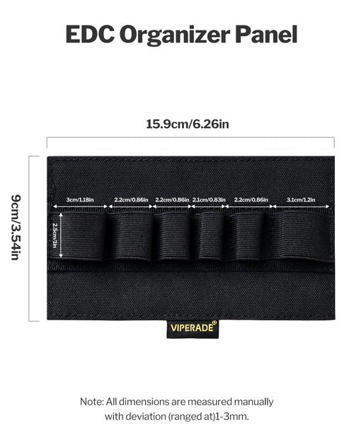 VIPERADE PL10-B EDC Organizer Elastic Modular, EDC Insert Pouch Panel Hook Backed Accessories Holder, Large Elastic Organizer Holder for Blackpack, Bag