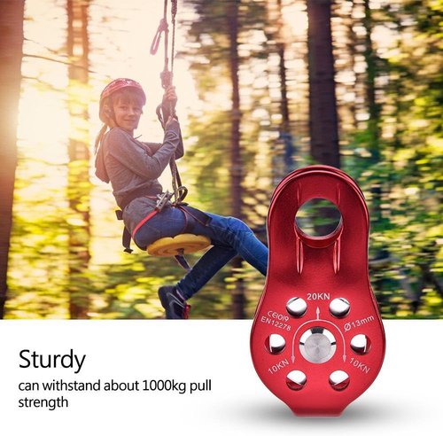 Dilwe 20kN Certified Heavy Duty Single Swivel Rope Pulley Fixed Tree Rock Climbing Single Pulley Rappelling Arborist Safety Gear(Red)
