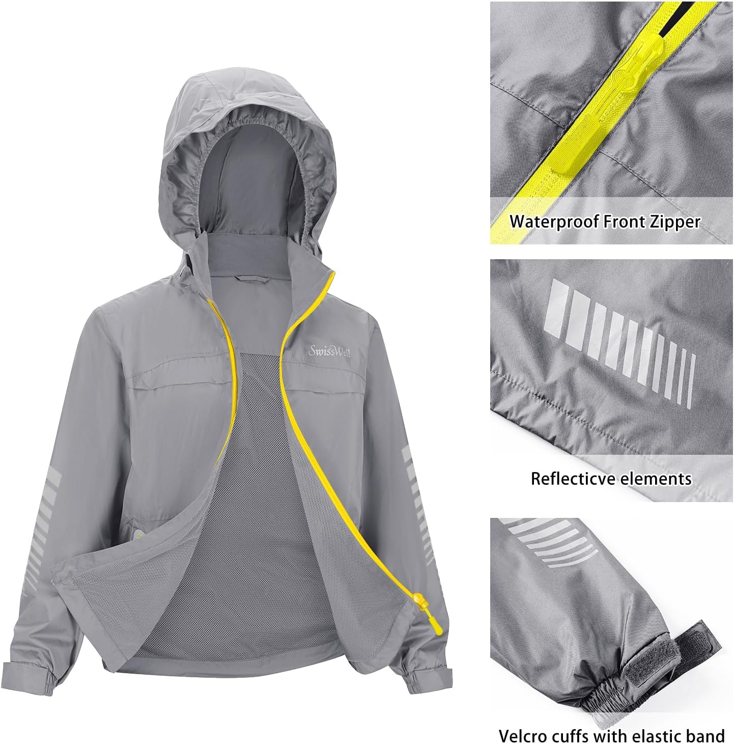 SWISSWELL Kids Rain Gear Boys Girls Youth Waterproof Rain Suit Breathable Reflective Raincoat and Pants