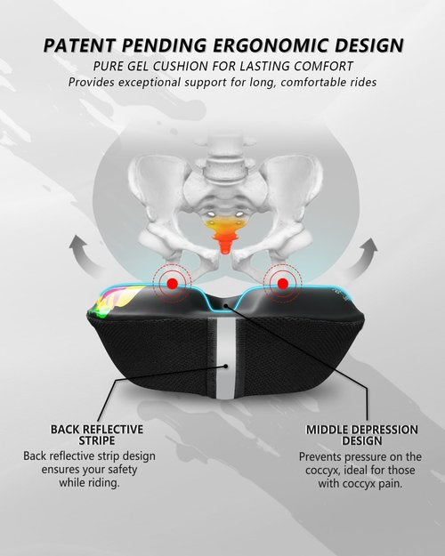 Bike Seat Cushion - Gel Padded Bike Seat Cover Fits Peloton, Road, and Stationary Bikes, Waterproof Cushion, 2024 Good Design Award Winner