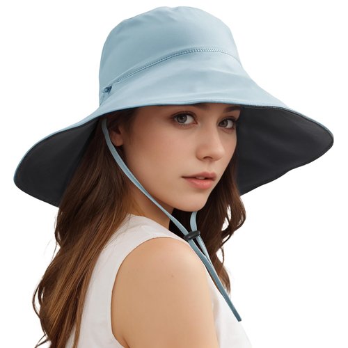 Sukeen Wide Brim Sun Hats for Women Men, Double Sided Wearing Fishing Hats UPF50+ Cooling Bucket Hat for Beach Hiking Outdoor (Light Blue)
