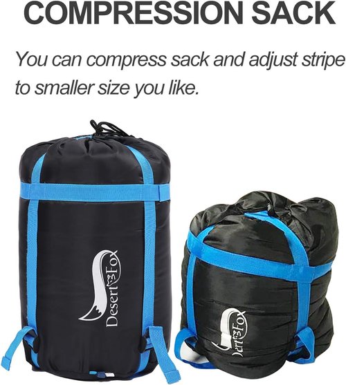 Desert & Fox Cotton Flannel Sleeping Bags with Pillow, 4 Season Warm & Cold Weather Envelope Compression Sack, Lightweight & Portable Backpacking Sleeping Bag for Outdoor Camping, Hiking, Traveling